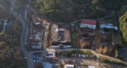 八丈島の空撮風景